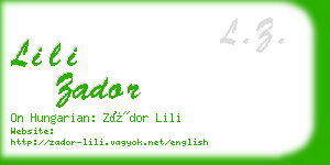 lili zador business card